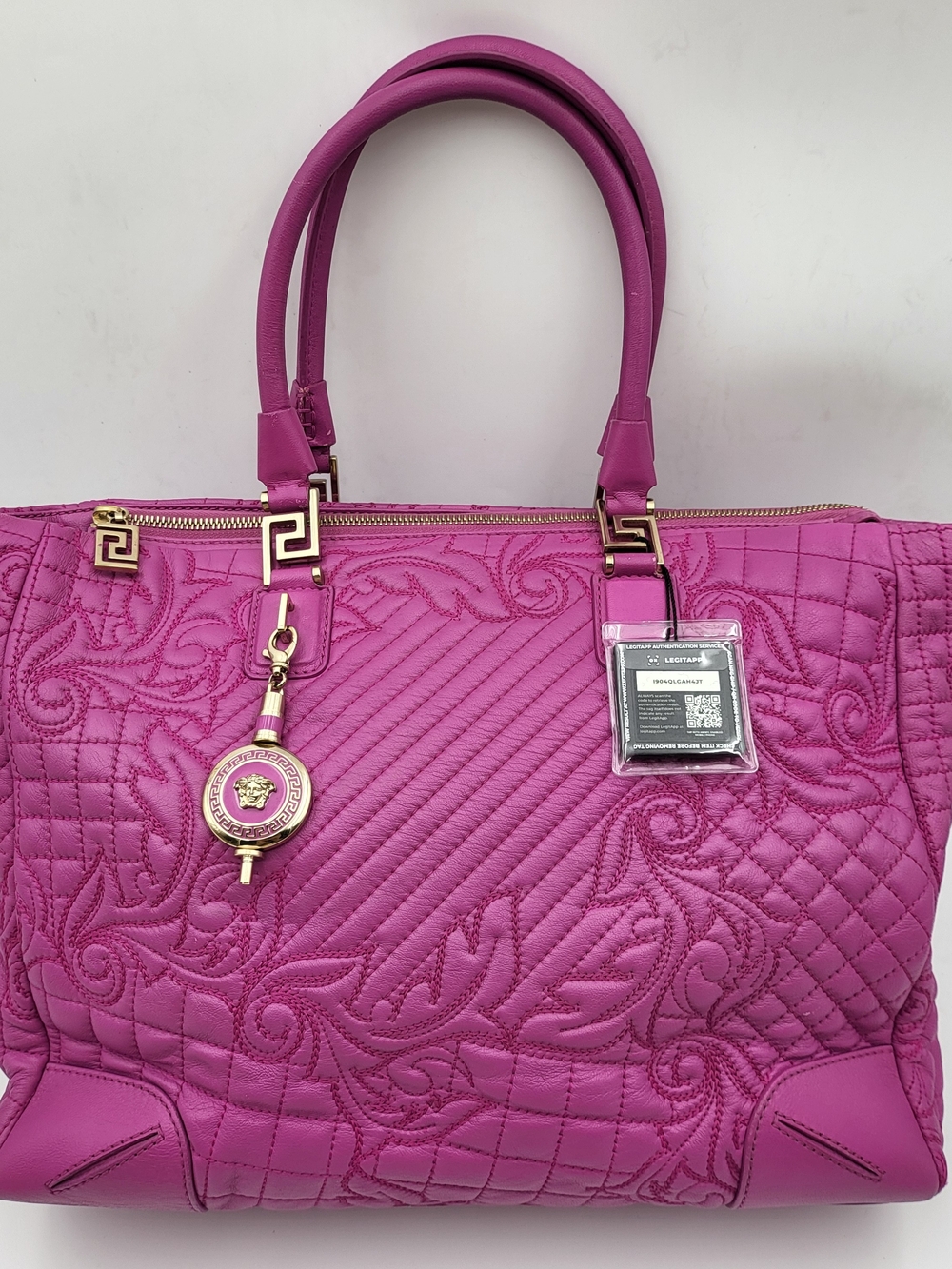 Versace Vanitas Demetra Barocco Quilted Lambskin Leather Tote, Auth. w/COA.